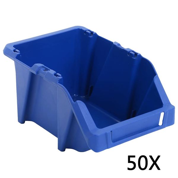 vidaXL Stohovateľné úložné boxy 50 ks, 200x300x130 mm, modré