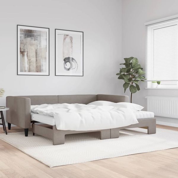 vidaXL Rozkladacia denná posteľ s matracmi sivohnedá 100x200 cm látka