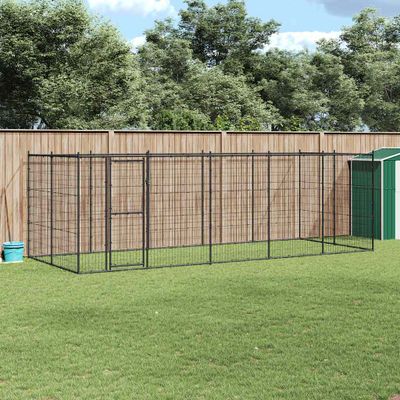 vidaXL Vonkajšia voliéra pre psy oceľová 12,1 m²