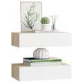 vidaXL Zásuvkové police nástenné 2 ks dubové a biele 40x23,5x10 cm MDF