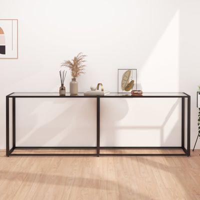 vidaXL Konzolový stolík priehľadný 220x35x75,5 cm tvrdené sklo