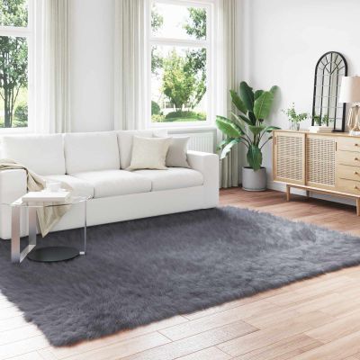 vidaXL Koberec z umelého ovčieho kožucha TAFALLA Antracitová Polyester
