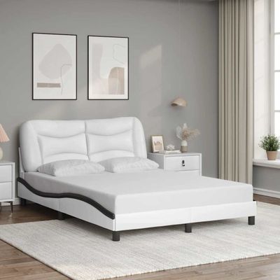 vidaXL Rám postele bez matraca Hvar bielo-čierny 120x200 cm umelá koža