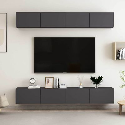 vidaXL 4-dielna súprava TV skriniek sivá 100x30x30 cm drevotrieska
