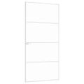 vidaXL Vnútorné dvere biele 93x201,5 cm tvrdené sklo a hliník úzke