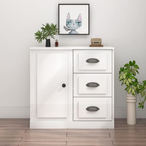 vidaXL Komoda lesklá biela 70x35,5x67,5 cm spracované drevo