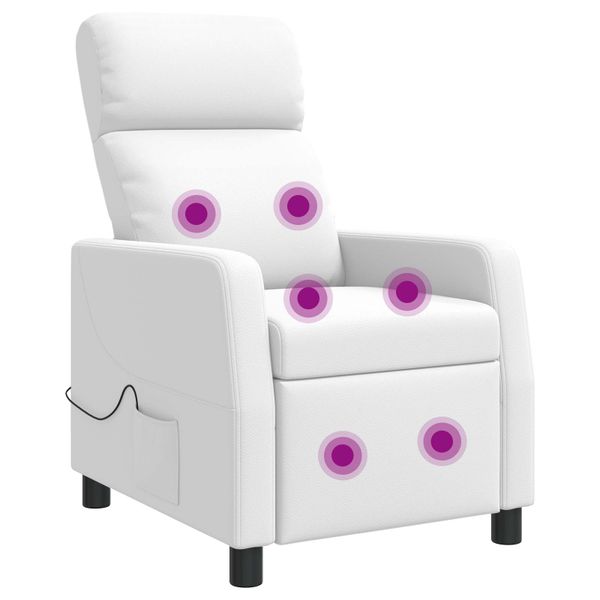 vidaXL Masážne relaxačné kreslo Biela Umelá koža