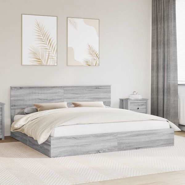 vidaXL Úložná posteľ Sivý Sonoma 200 x 200 cm Kompozitné drevo