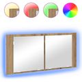 vidaXL Zrkadlový kabinet s LED Remeselný dub 100 x 12 x 45 cm