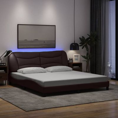 vidaXL Rám postele s LED bez matraca Hvar tmavohnedá 180x200 cm látka