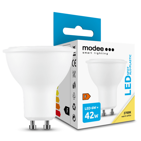 Modee Lighting LED Spot Alu-Plastic GU10 6W 550lm teplá biela (ML-GU10P2700K6W)