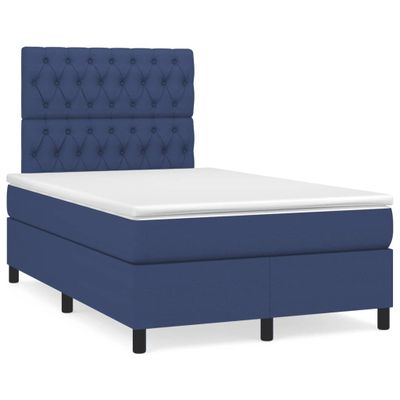 vidaXL Boxspring posteľ s matracom a LED modrá 120x190 cm látka
