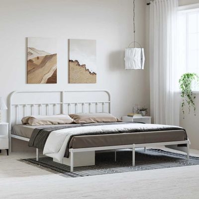 vidaXL Kovový rám postele s čelom biely 183x213 cm