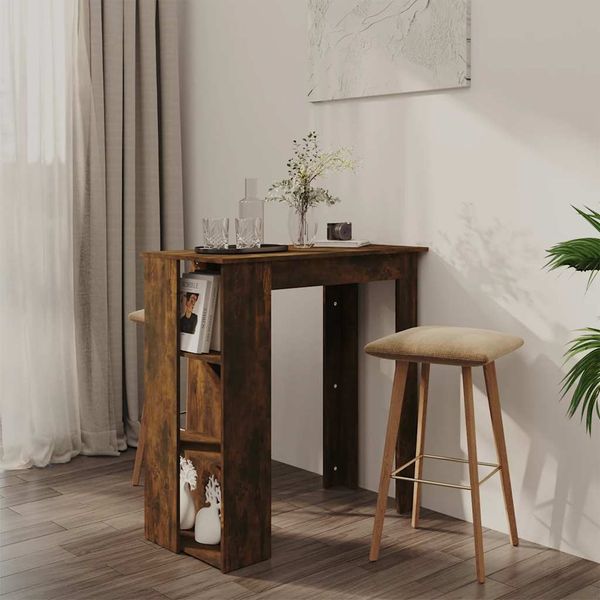 vidaXL Barový stôl+polica, tmavý dub 102x50x103,5 cm, kompozitné drevo