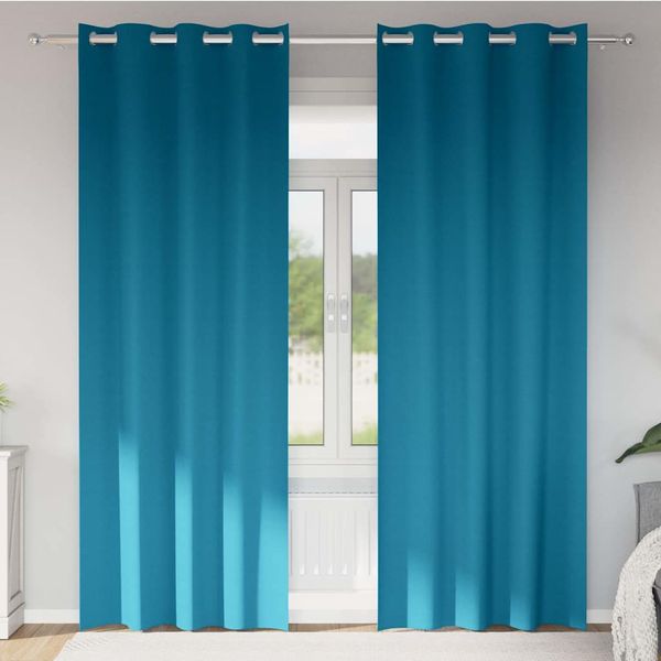 vidaXL Záclony na zatemnenie s krúžkami 2 pcs Tyrkysová 245 x 140 cm