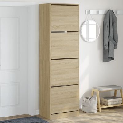 vidaXL Botník so 4 výklopnými zásuvkami dub sonoma 60x42x204 cm