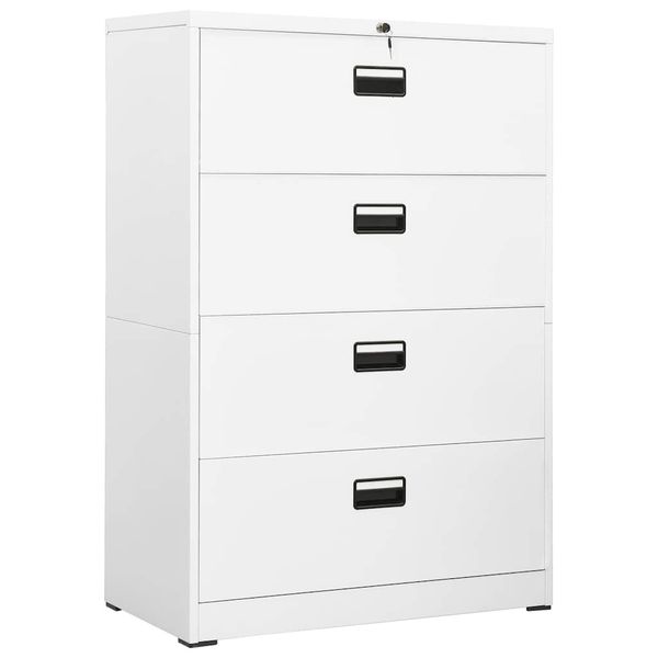 vidaXL Kartotéka biela 90x46x134 cm oceľová