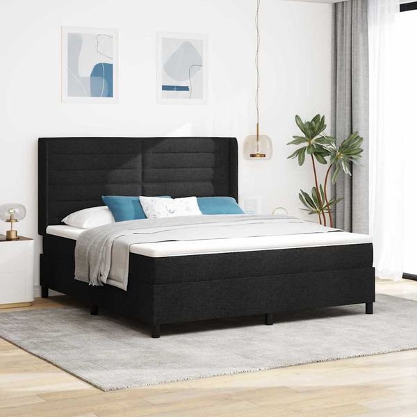 vidaXL Posteľ s pružinovým rámom s matracmi Čierny 200 x 180 cm látka