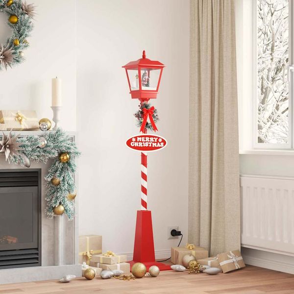 vidaXL Vianočná pouličná lampa s lampášom Červená 40,5x40,5x180cm
