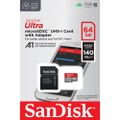 SanDisk memory card Ultra Android microSDXC 64GB 140MB/s A1 Cl.10 UHS-I + adapter