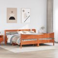 vidaXL Posteľný rám s čelom voskovo hnedý 200x200 cm borovicový masív