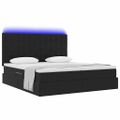 vidaXL LED úložná posteľ s matracom Čierna 200 x 200 cm Zamat