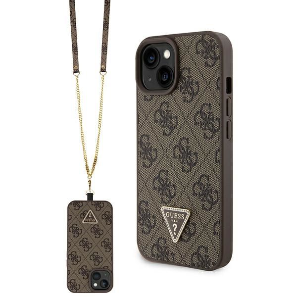 Puzdro Guess pre iPhone 15 Plus 6,7" GUHCP15MP4TDSCPW hnedé tvrdé puzdro Crossbody 4G Metal Logo