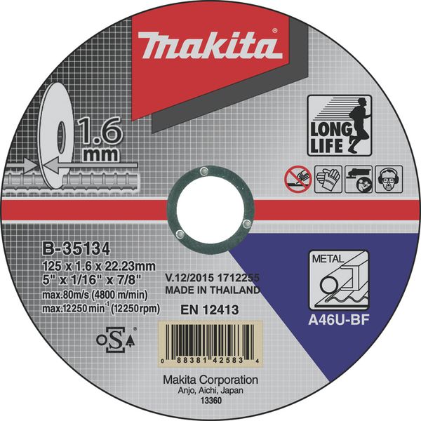 Makita rezný disk 125x1,6 mm oceľ