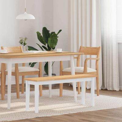 vidaXL Lavica 110 cm Biela masívna guma