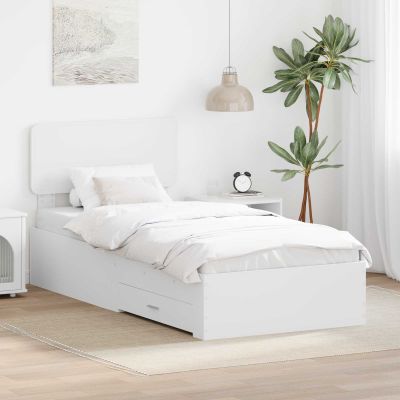 vidaXL Rám postele so zásuvkou Biela 90 x 190 cm Kompozitné drevo
