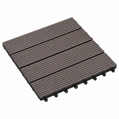 vidaXL Dlažba na terasu 11 pcs Tmavohnedá 30 x 30 cm drevoplast