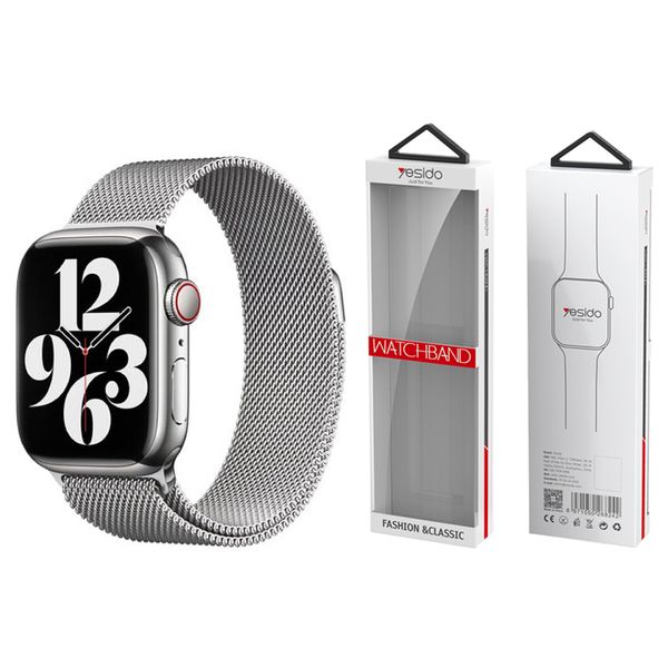 Remienok YESIDO WB22 MAGNETICKÝ Z NEHRDZUVEJÚCEJ OCELE pre APPLE WATCH (42/44/45/49) STRIEBORNÝ