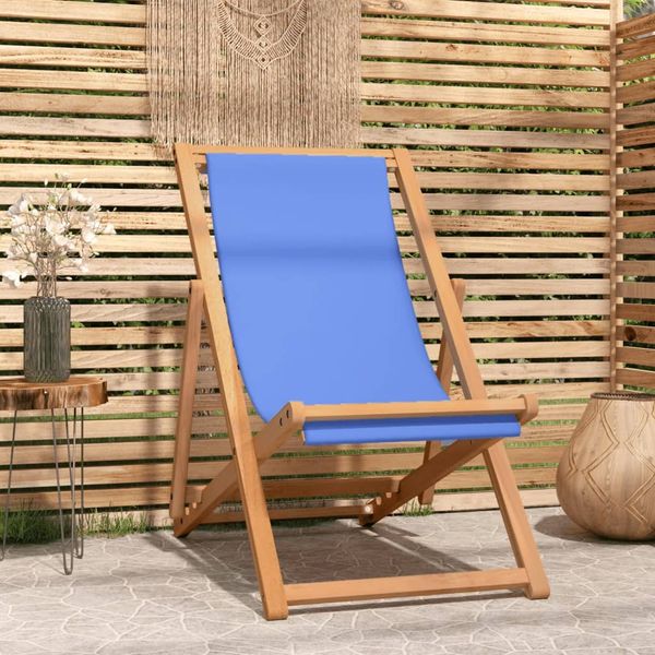vidaXL Kreslo na terasu, tíkové drevo 56x105x96 cm, modré