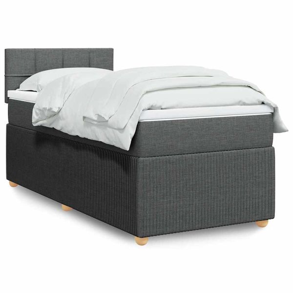 vidaXL Boxspring posteľ s matracom tmavosivá 90x200 cm látka