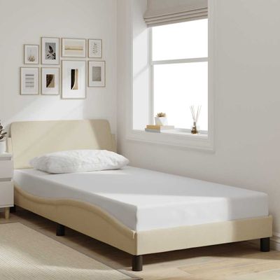 vidaXL Rám postele Dover krémová 100x200 cm látka
