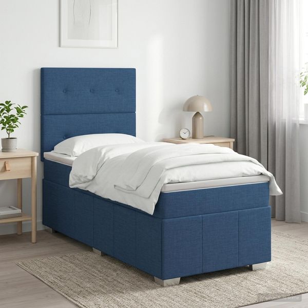 vidaXL Posteľ boxspring s matracom Modrá 80 x 200 cm Látka