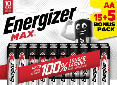 Energizer Max AA alkalické batérie 15+5 20ks E303329900