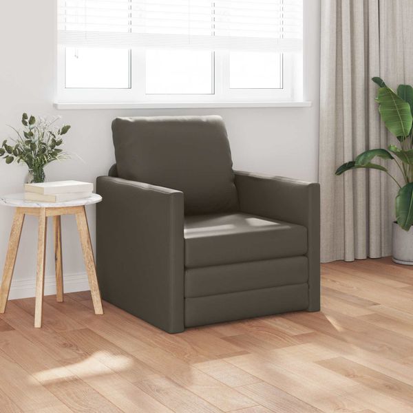 vidaXL Rozkladacia posteľ 60cm Sivá Umelá koža