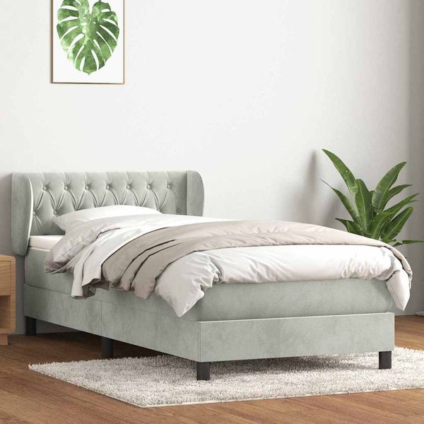 vidaXL Box Spring Posteľ s matracom Svetlosivá 100x220 cm Zamat