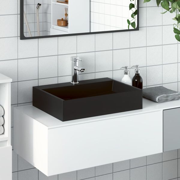 vidaXL Umývadlo minerálny/mramorový odliatok 50x38x11cm matné čierne
