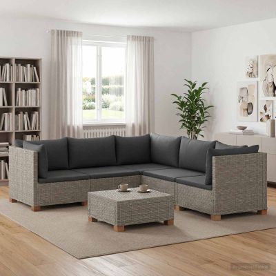 vidaXL 6 ks Ratanová lounge súprava s vankúšmi GENDT Prírodný ratan