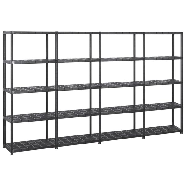 vidaXL Regál s 5 úložnými poličkami čierny 284x38x170 cm plastový