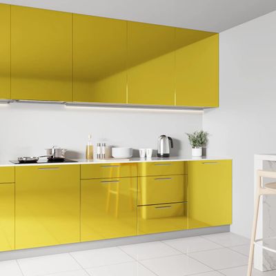 vidaXL Samolepiacia tapeta na nábytok lesklá zlatá 500x90 cm PVC