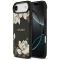 Puzdro Guess Grained Flowers Classic Logo MagSafe pre iPhone Air čierne