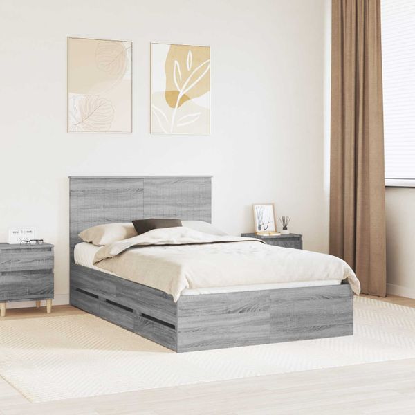 vidaXL Rám postele Sivý Sonoma 120 x 200 cm Inžinierske drevo
