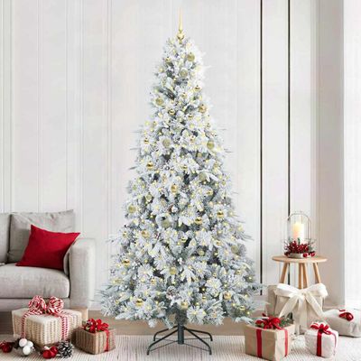 vidaXL Umelý Sklápací Vianočný Stromček Biela 240 cm PE a PVC