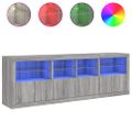 vidaXL Komoda s LED svetlami sivá sonoma 202x37x67 cm