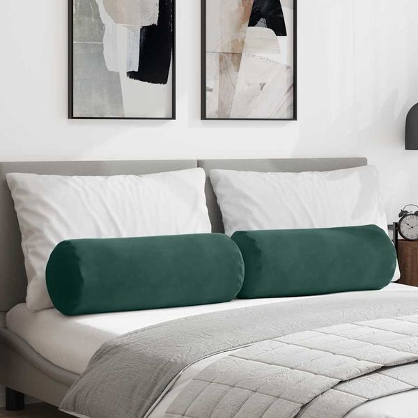 vidaXL Podložkové vankúše 2 pcs Tmavozelená Ø 25 x 70 cm