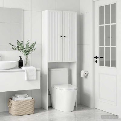 vidaXL Toaletná skriňa EDE Biela 66 x 25,5 x 190 cm Kompozitné drevo