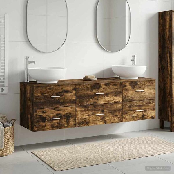 vidaXL Sada kúpeľňového nábytku 3 ks Dymový dub 49,5 x 44,5 x 65 cm